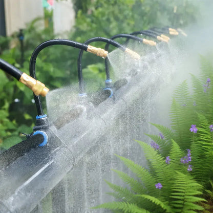 Garden Misting System 20 m Hose Adjustable Copper Nozzles