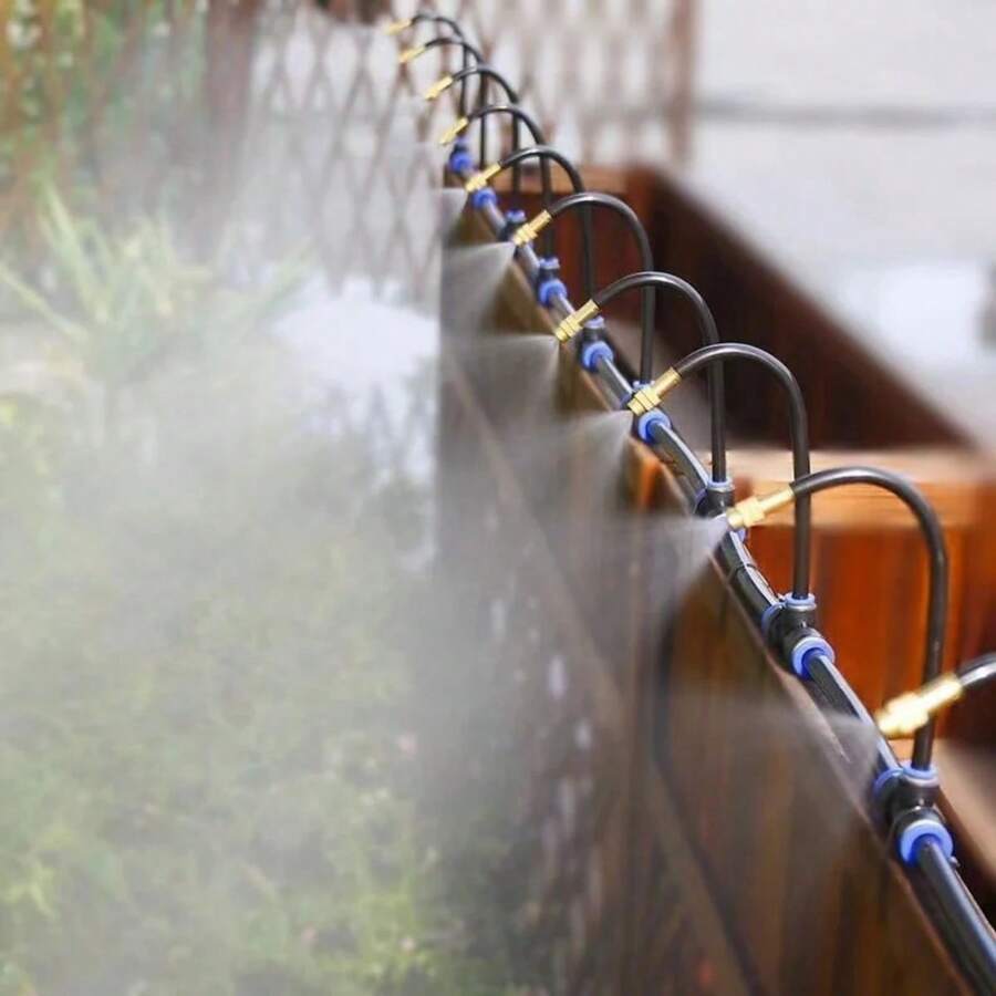 Garden Misting System 20 m Hose Adjustable Copper Nozzles