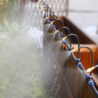Garden Misting System 20 m Hose Adjustable Copper Nozzles