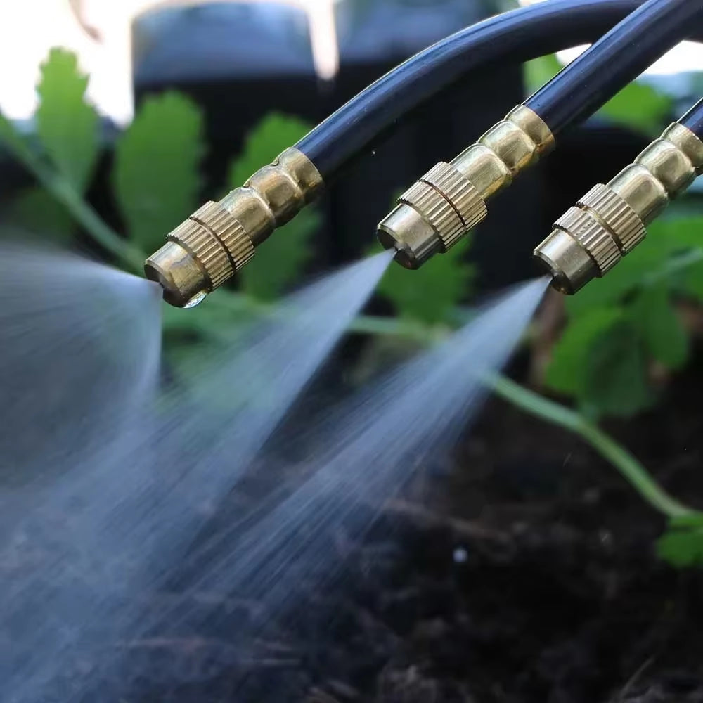 Garden Misting System 20 m Hose Adjustable Copper Nozzles