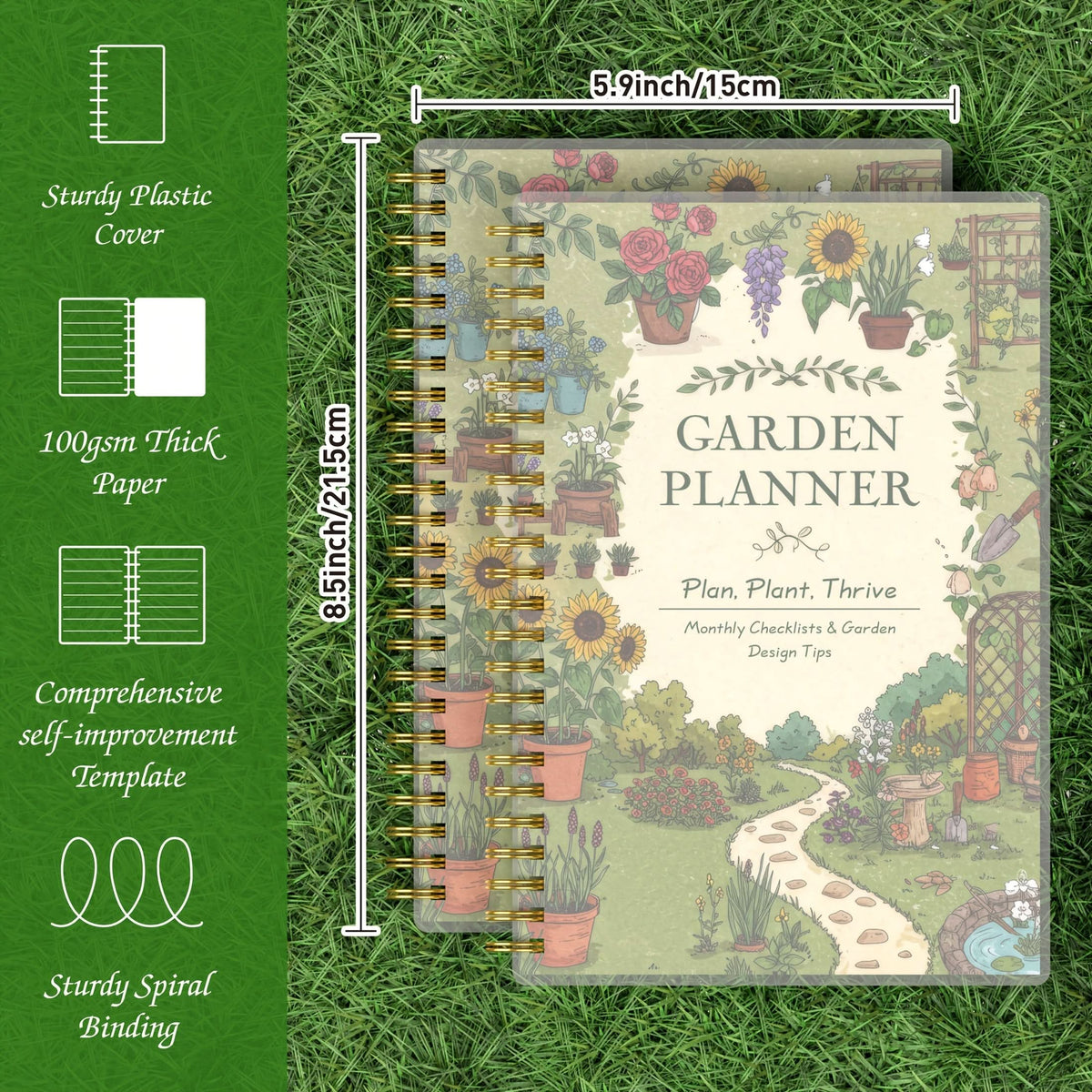 Garden Planner A5 Undated Spiral-Bound Plant Care Tracker