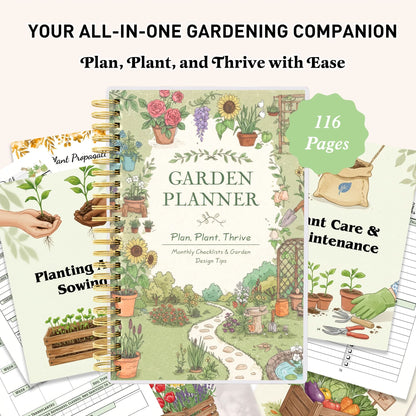 Garden Planner A5 Undated Spiral-Bound Plant Care Tracker