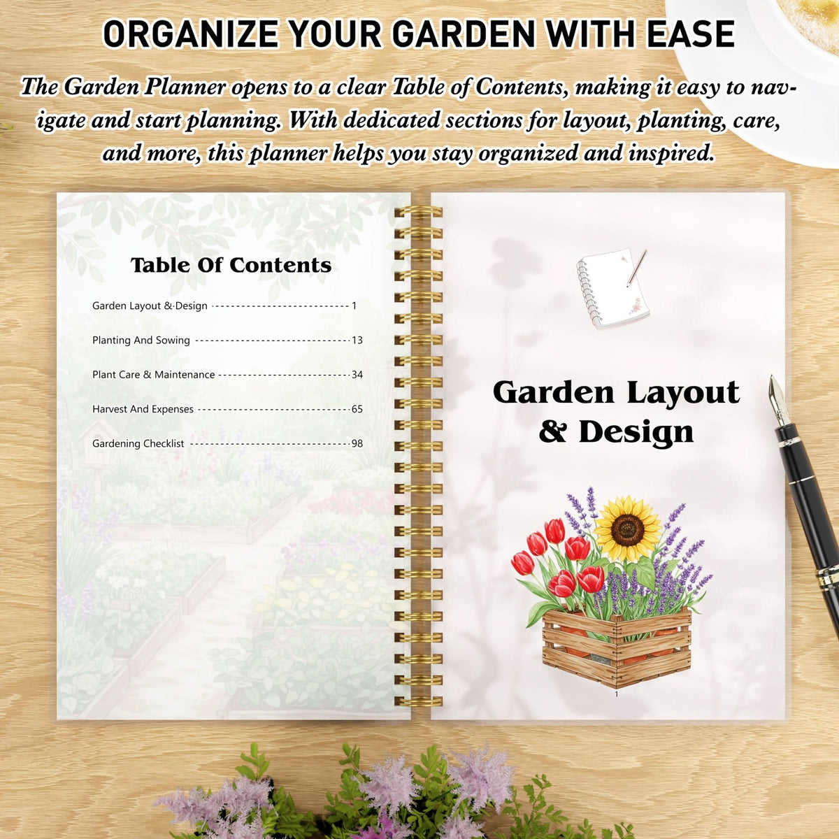 Garden Planner A5 Undated Spiral-Bound Plant Care Tracker