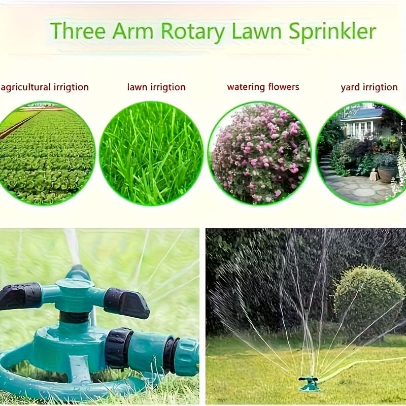 Garden Sprinkler 360° Rotating Spray Stable Base Hose Connector