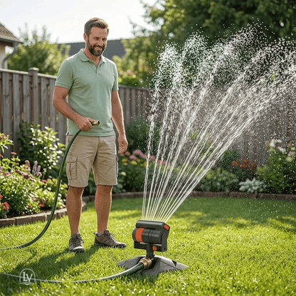 Garden Sprinkler Adjustable Spray Weighted Base & Dirt Filter