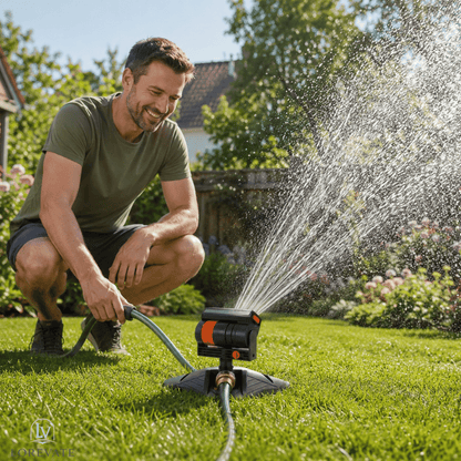 Garden Sprinkler Adjustable Spray Weighted Base & Dirt Filter