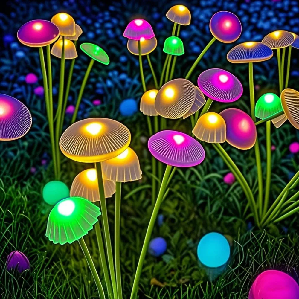 Garden Stake Lights Solar Mushroom LED Set of 2