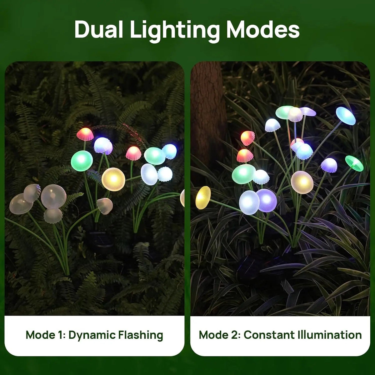 Garden Stake Lights Solar Mushroom LED Set of 2