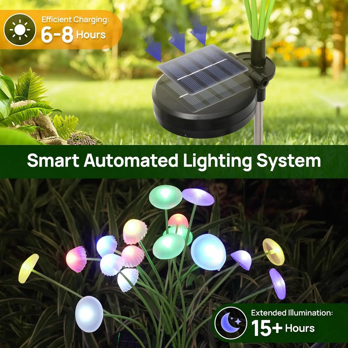Garden Stake Lights Solar Mushroom LED Set of 2