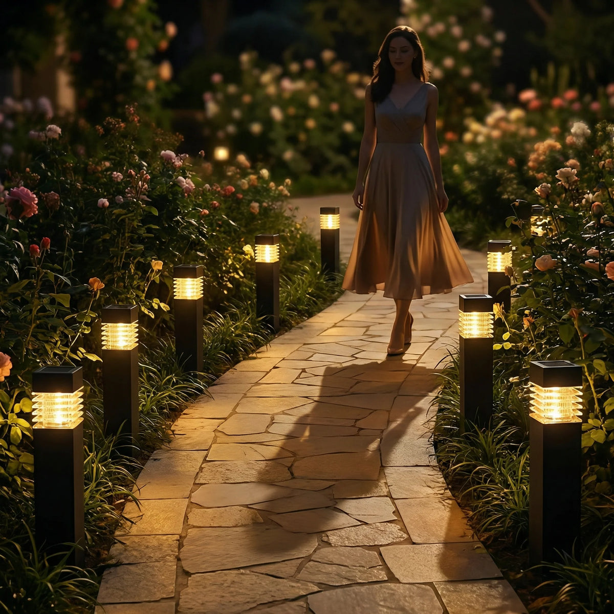 Garden Stake Lights Solar Powered LED Automatic Dusk Activation
