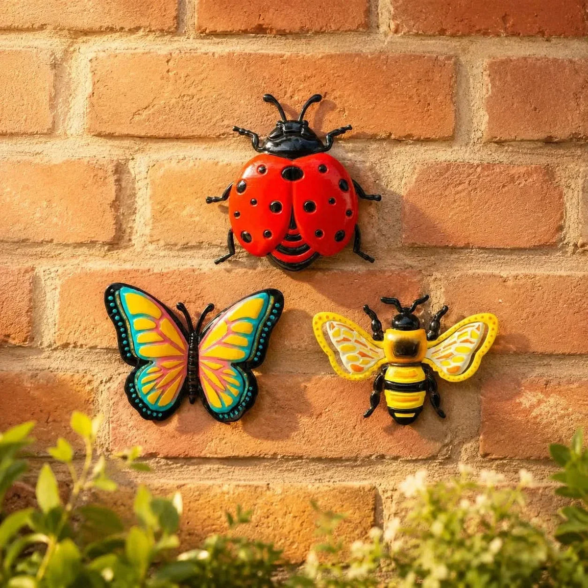 Garden Wall Decor Hand-Painted Weatherproof Metal Set of 3