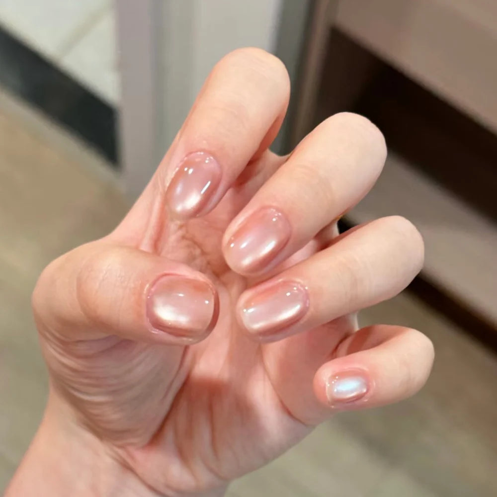 Gel Nail Enhancements Cat Eye Glossy Finish