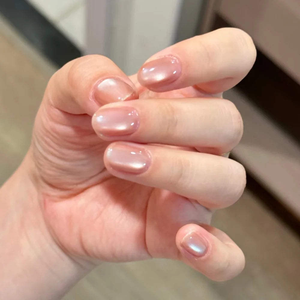 Gel Nail Enhancements Cat Eye Glossy Finish
