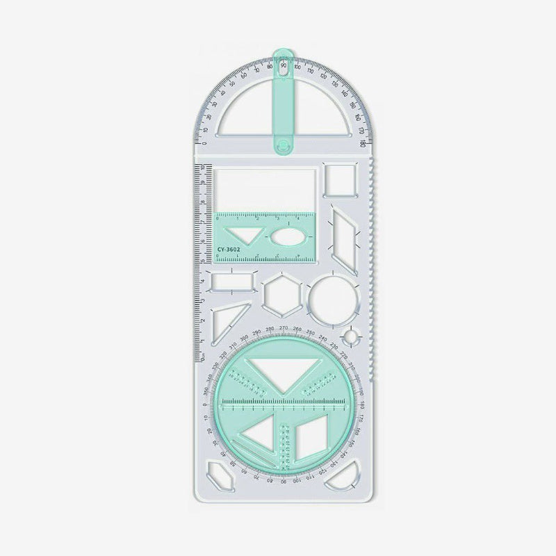 Geometry Ruler Rotatable Protractor Compass & Templates