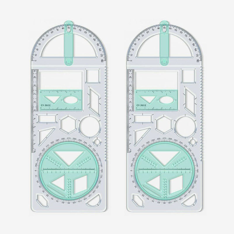 Geometry Ruler Rotatable Protractor Compass & Templates