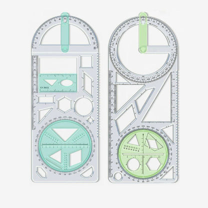 Geometry Ruler Rotatable Protractor Compass & Templates
