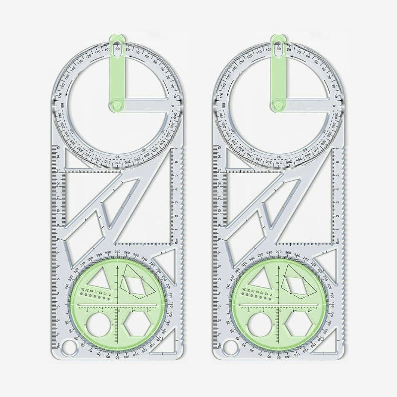 Geometry Ruler Rotatable Protractor Compass & Templates