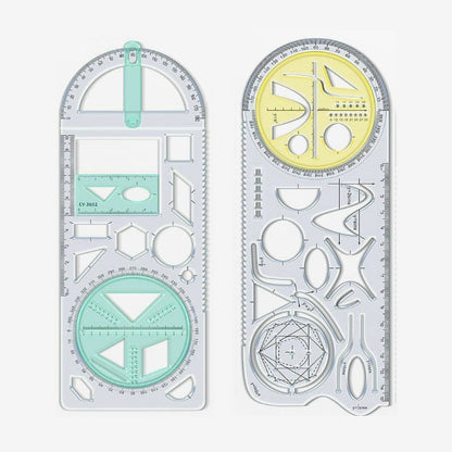 Geometry Ruler Rotatable Protractor Compass & Templates