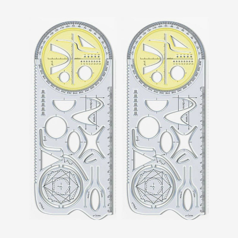 Geometry Ruler Rotatable Protractor Compass & Templates