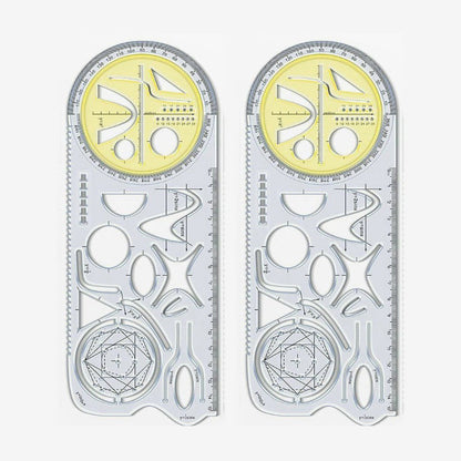 Geometry Ruler Rotatable Protractor Compass & Templates