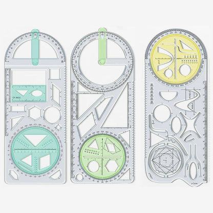 Geometry Ruler Rotatable Protractor Compass & Templates