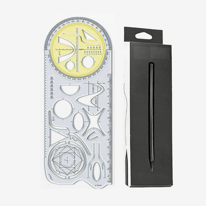 Geometry Ruler Rotatable Protractor Compass & Templates