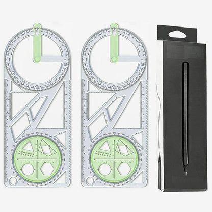 Geometry Ruler Rotatable Protractor Compass & Templates