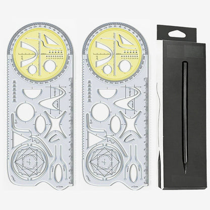 Geometry Ruler Rotatable Protractor Compass & Templates