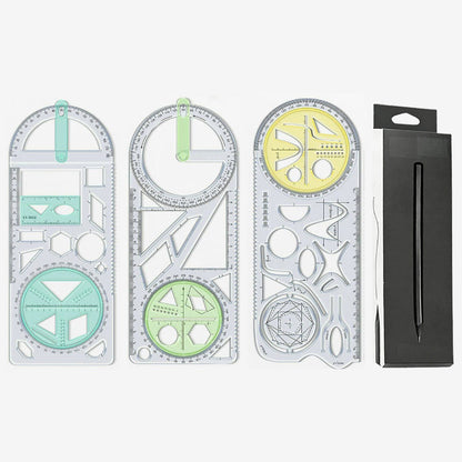 Geometry Ruler Rotatable Protractor Compass & Templates