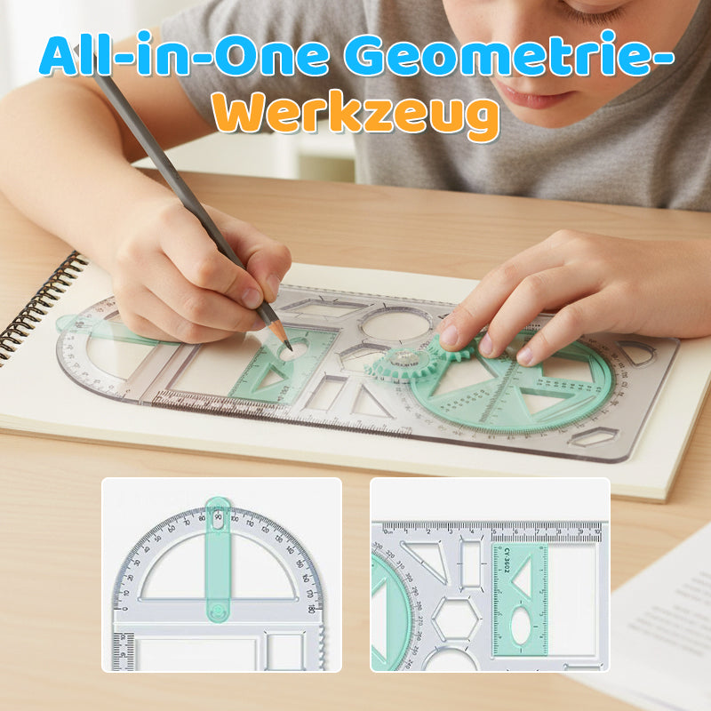 Geometry Ruler Rotatable Protractor Compass & Templates
