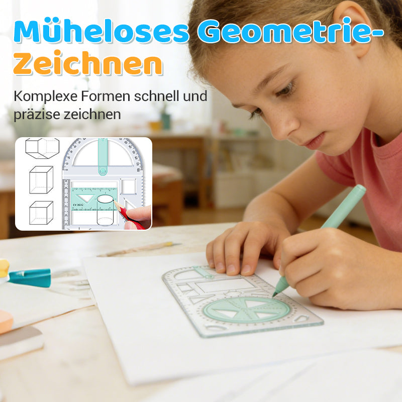Geometry Ruler Rotatable Protractor Compass & Templates