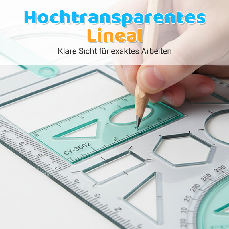 Geometry Ruler Rotatable Protractor Compass & Templates