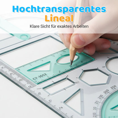 Geometry Ruler Rotatable Protractor Compass & Templates