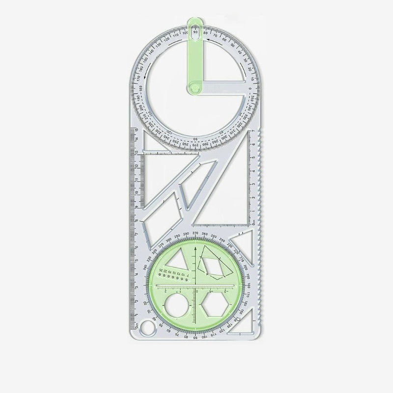 Geometry Ruler Rotatable Protractor Compass & Templates