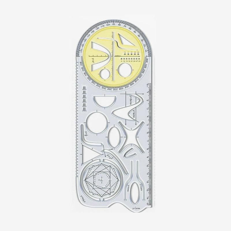 Geometry Ruler Rotatable Protractor Compass & Templates