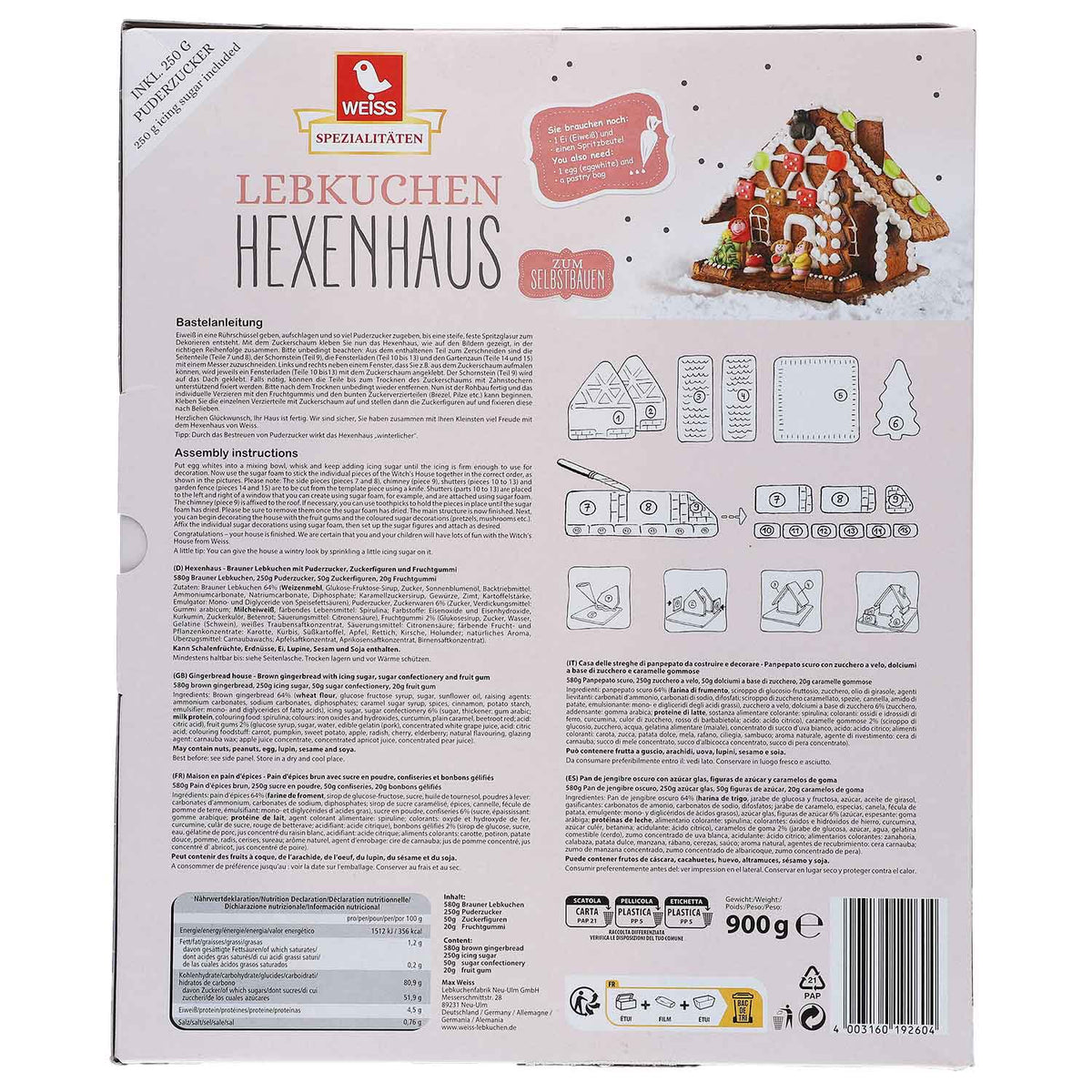 Gingerbread House Witch House Design Spiced Flavor 900 g
