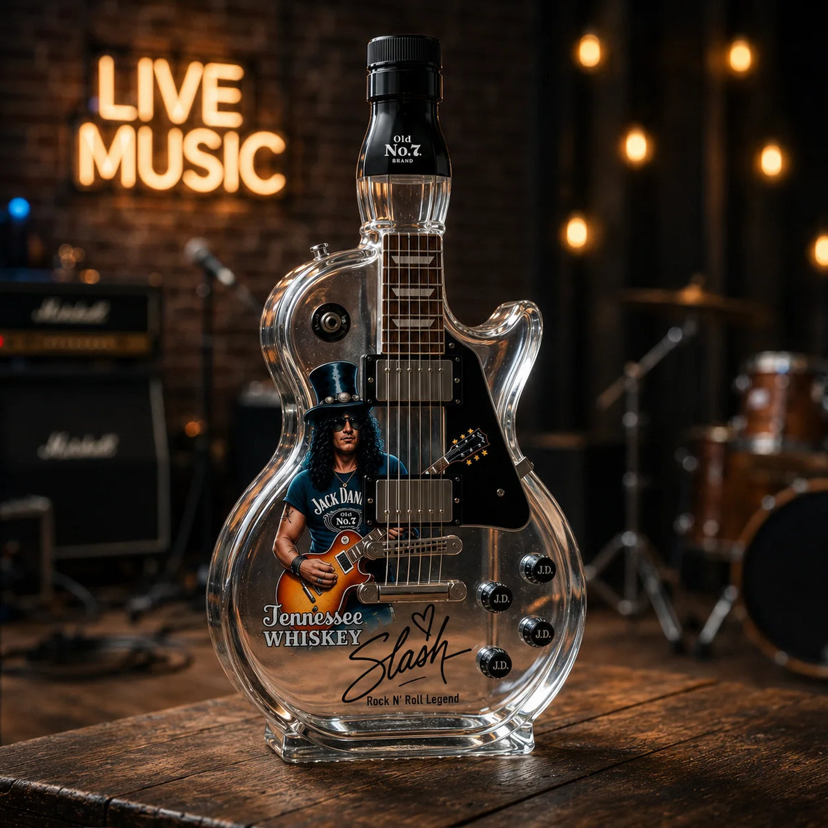 Glass Decanter Guitar-Shaped Transparent Display Piece