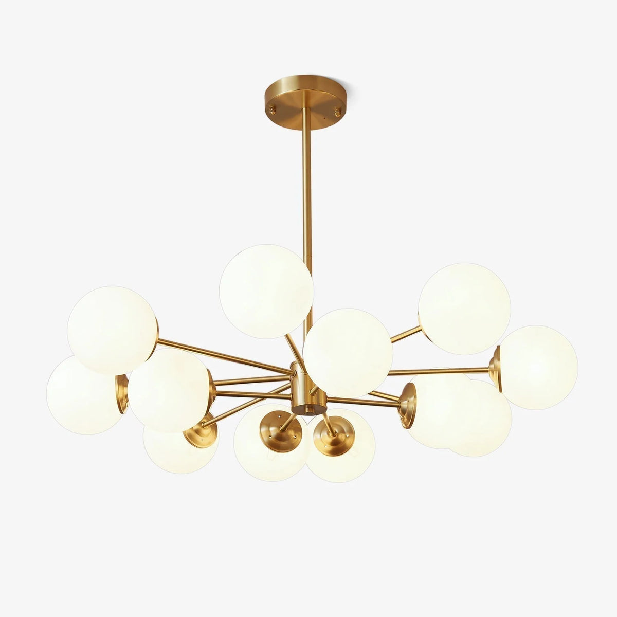 Glass Globe Chandelier Brass Finish Hand-Blown Glass