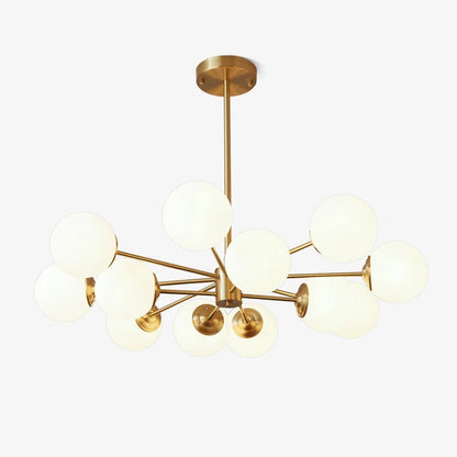 Glass Globe Chandelier Brass Finish Hand-Blown Glass