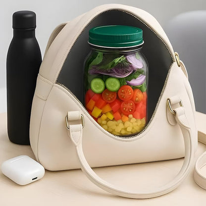Glass Salad Jar 800ml Wide Opening Leakproof Dressing Cup