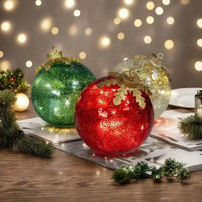 Glass Spheres Warm White LED 6-Hour Timer Set of 3