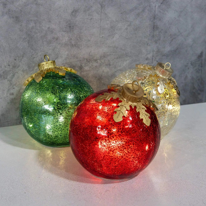 Glass Spheres Warm White LED 6-Hour Timer Set of 3