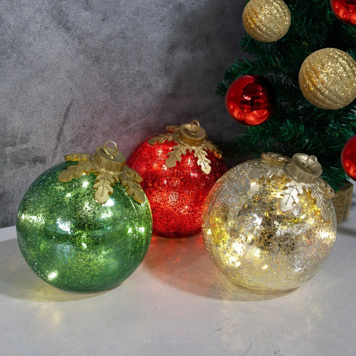 Glass Spheres Warm White LED 6-Hour Timer Set of 3