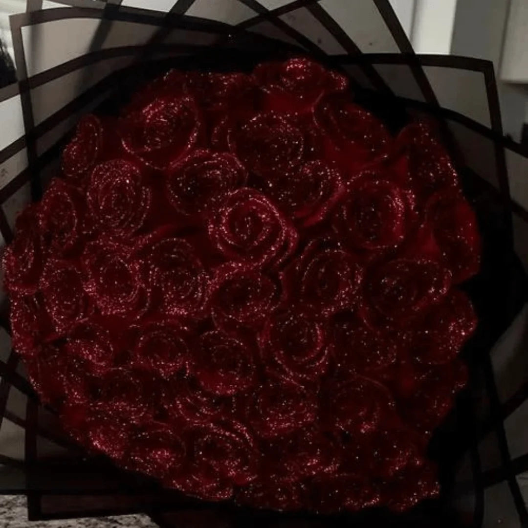 Glitter Preserved Rose - Fleurion Forever Bloom for Romantic Presents & Decoration