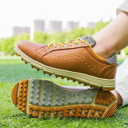 Golf Shoes Waterproof Leather Integrated Traction Cushioned Comfort