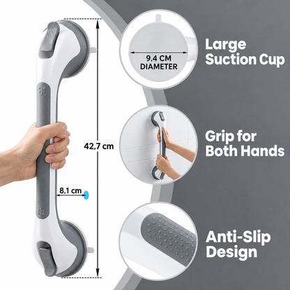 Grab Bar Suction Mount No-Drill Non-Slip 15.7 Inch