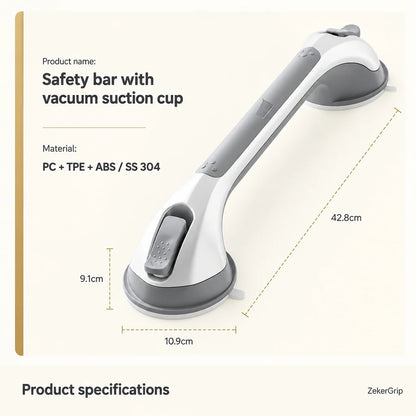 Grab Bar Suction Mount No-Drill Non-Slip 15.7 Inch