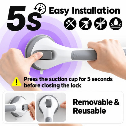 Grab Bar Suction Mount No-Drill Non-Slip 15.7 Inch
