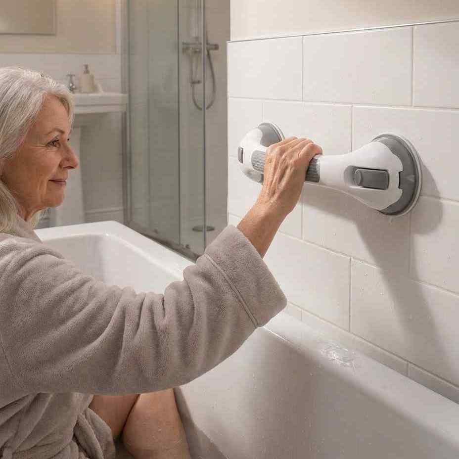Grab Bar Suction Mount No-Drill Non-Slip 15.7 Inch