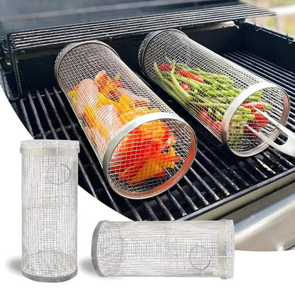 Grill Basket Perforated Stainless Steel Set of 2